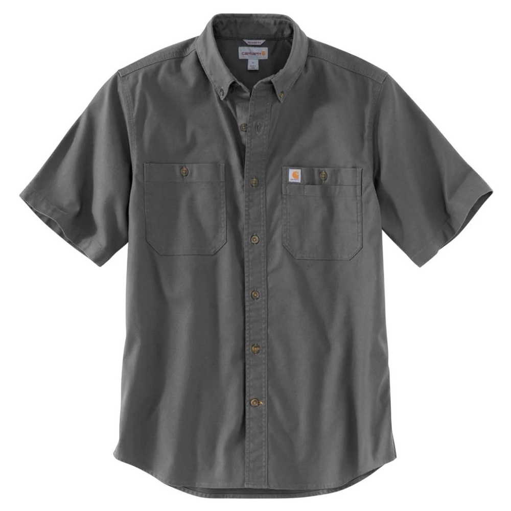 Carhartt Rugged Flex Relaxed Fit Midweight Canvas Short-Sleeve Shirt Gravel 2XLT